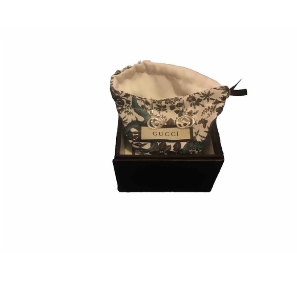 Authentic GUCCI Interlocking Hook  Earrings Silver 925 1.1 x 1.6cm Women - Picture 6 of 8